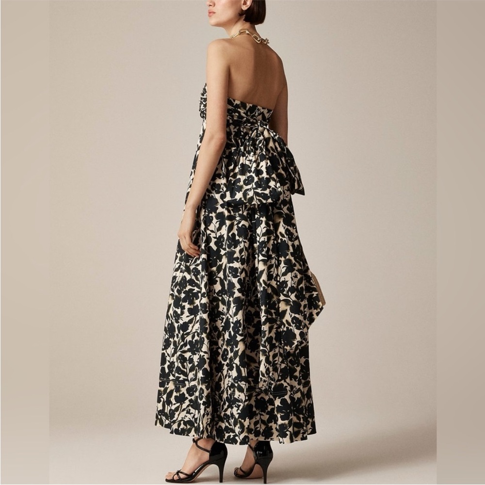 NWT J. Crew Strapless Black and Cream Floral Dress size 18 - Picture 5 of 7